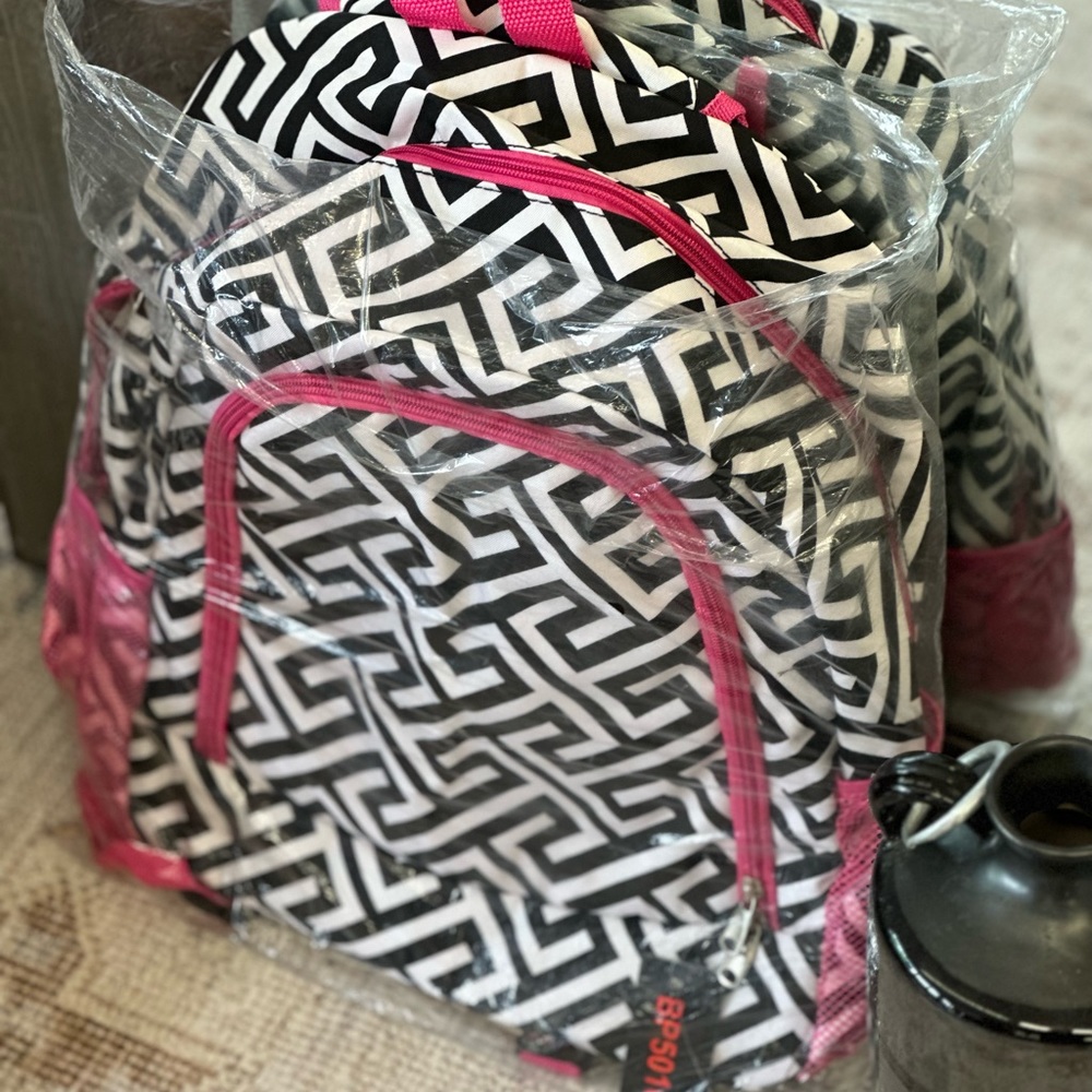 Pink,Black,&white backpack